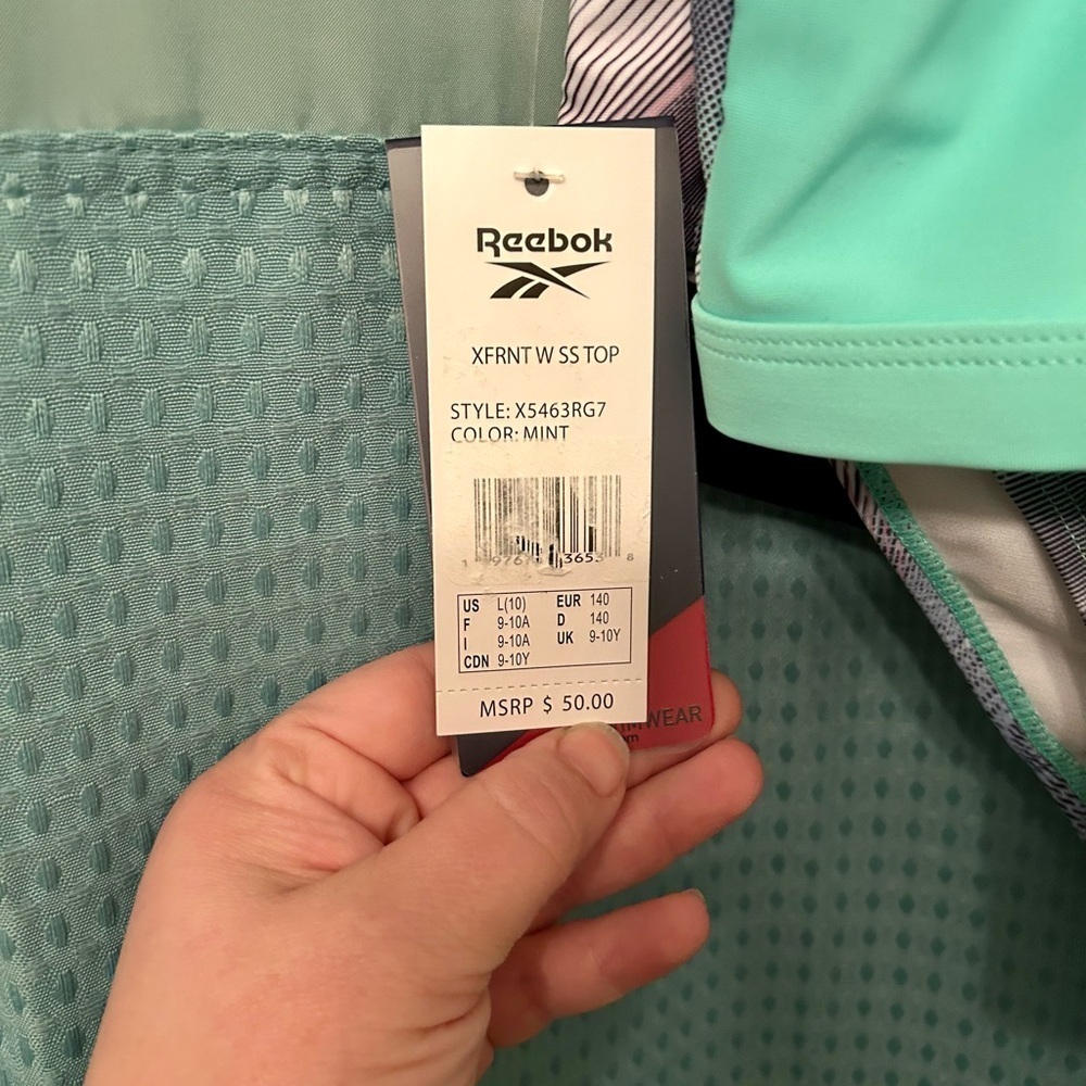 Reebok Girls 3-Piece Rash Guard Swim Set UPF 50+ - Mint & Black - NWT - Size 10 - Picture 10 of 12